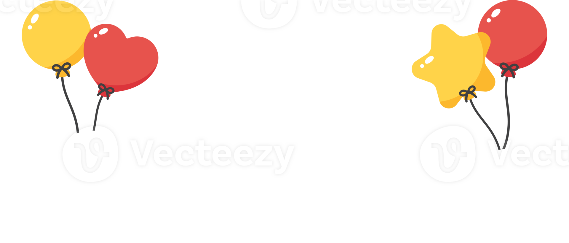 Cute white cloud with colorful balloon bottom border background png