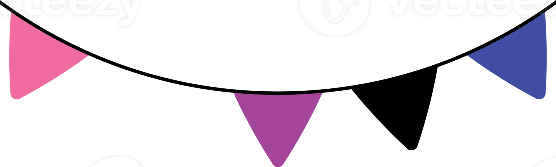A smiley face with a purple, pink and blue bunting png