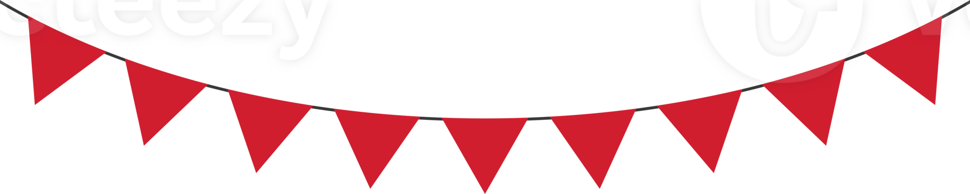 Seamless red triangle party bunting border. birthday party decoration. Flat design illustration. png