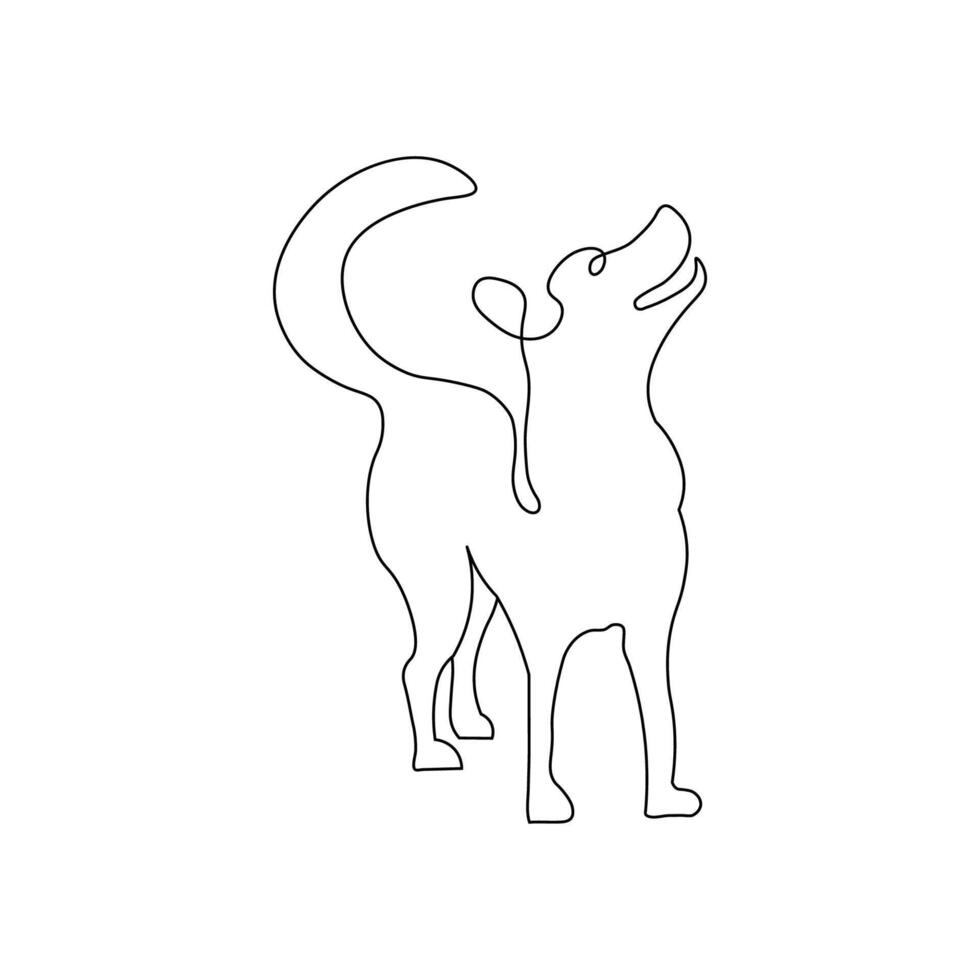 Continuous dog pet animal single line art outline vector