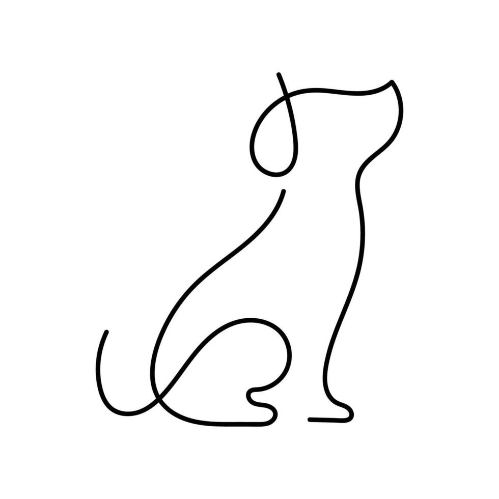 Playful dog in continuous line art drawing vector