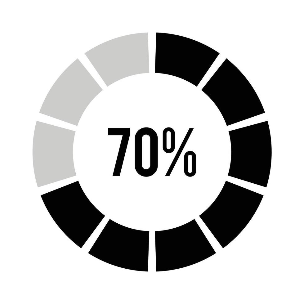 Circle 70 percent loading or circle 10 percent progress. vector