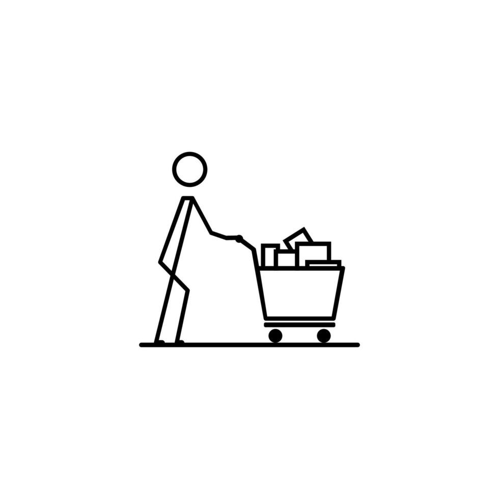 A man with a shopping cart. vector