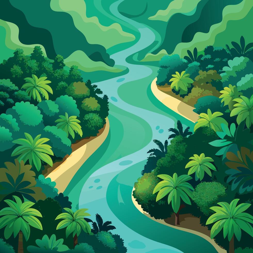 Lush Layers A Jungle in Flat Design vector