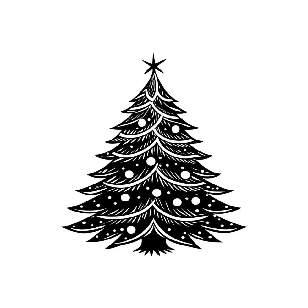 Christmas black color tree illustration vector