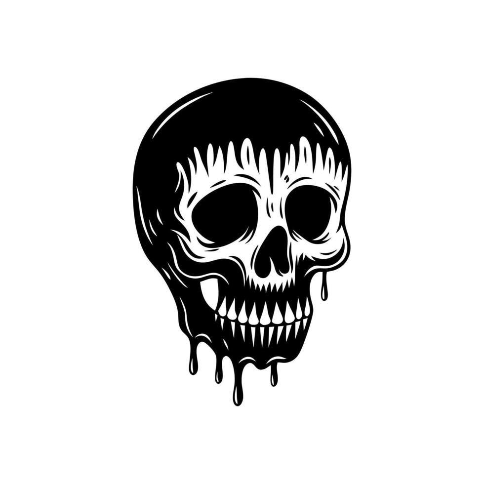 Black Silhouette of a Melting Skull vector