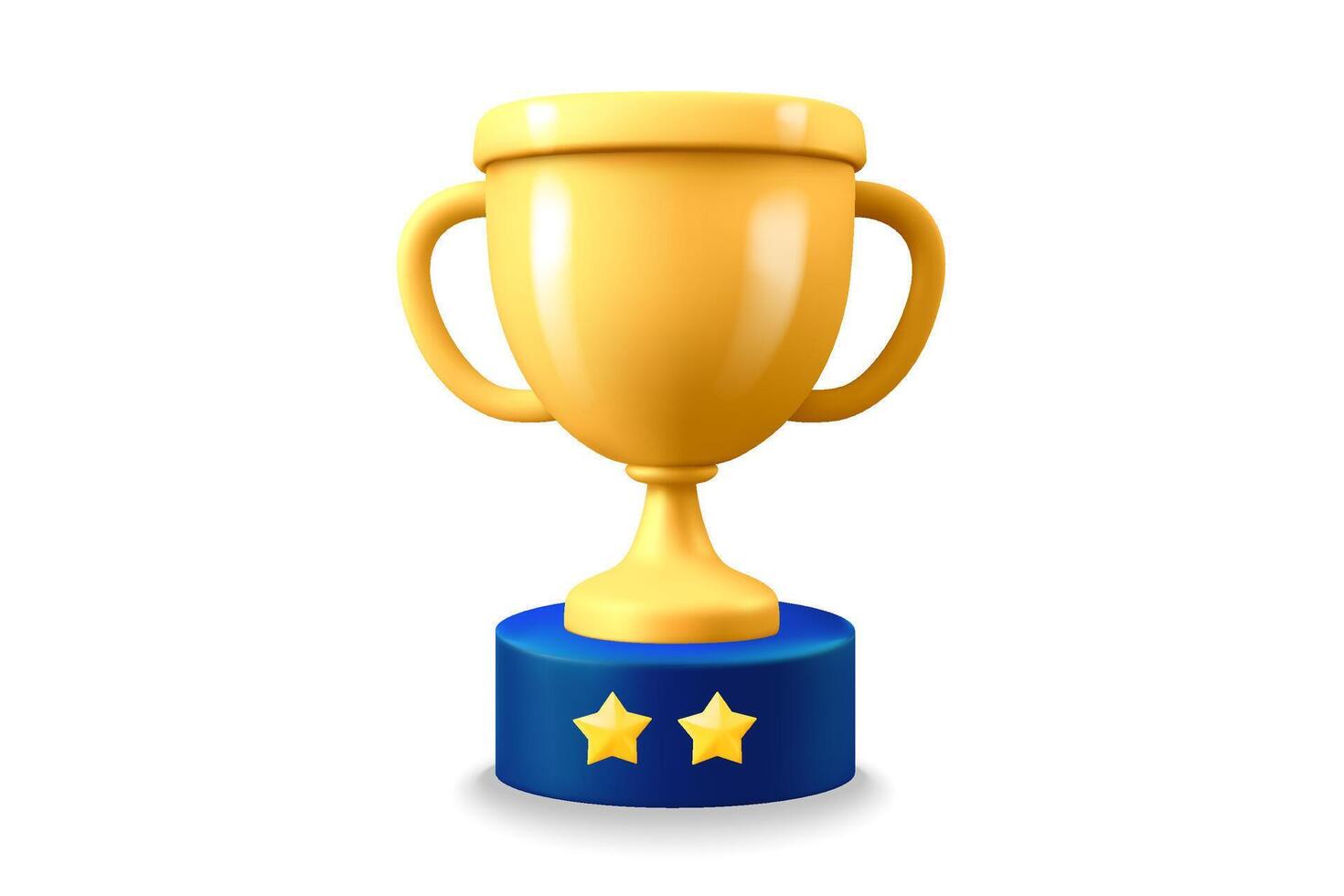 Golden trophy with two stars. 3d illustration isolated on white background vector