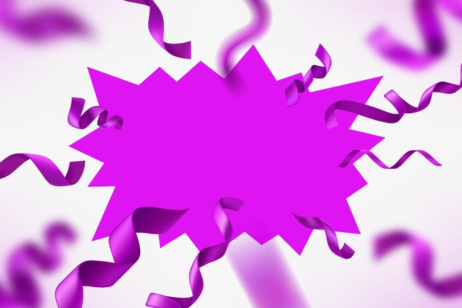 Violet flash frame with ribbons on white background. 3d illustration vector