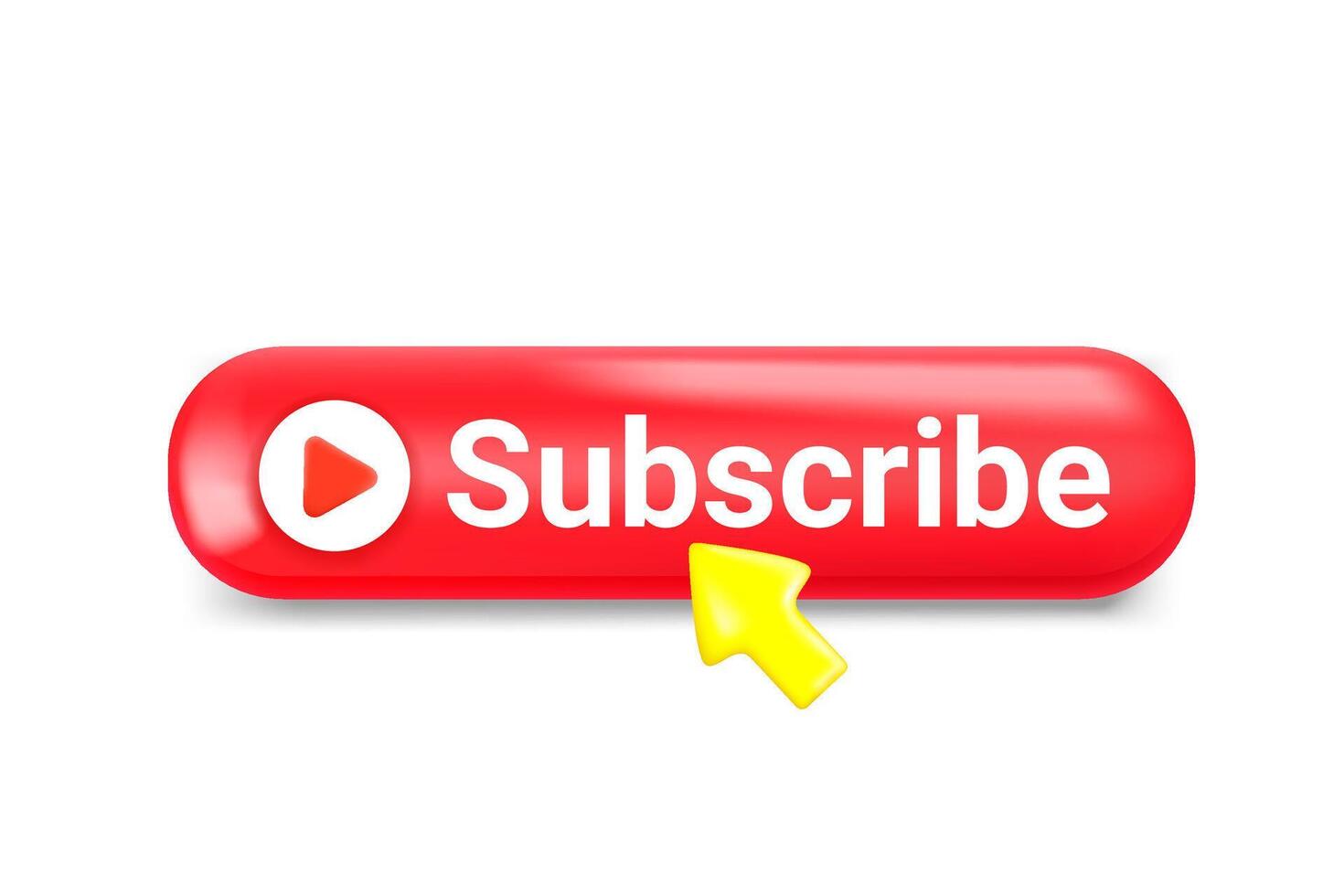 Subscribe button with cursor arrow. 3d illustration vector