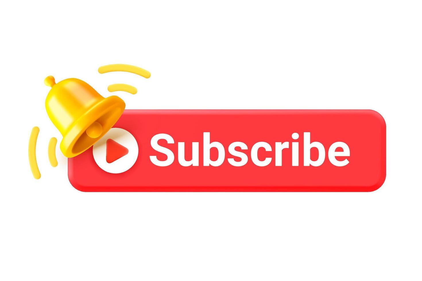 Subscribe social media channel. 3d illustration with button and notification bell vector