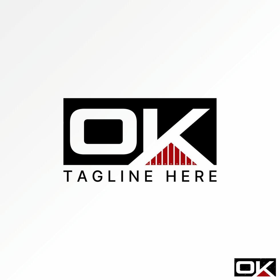 Logo design graphic concept abstract creative premium stock initial OK font block wood wall roof house. Related to monogram typography property vector