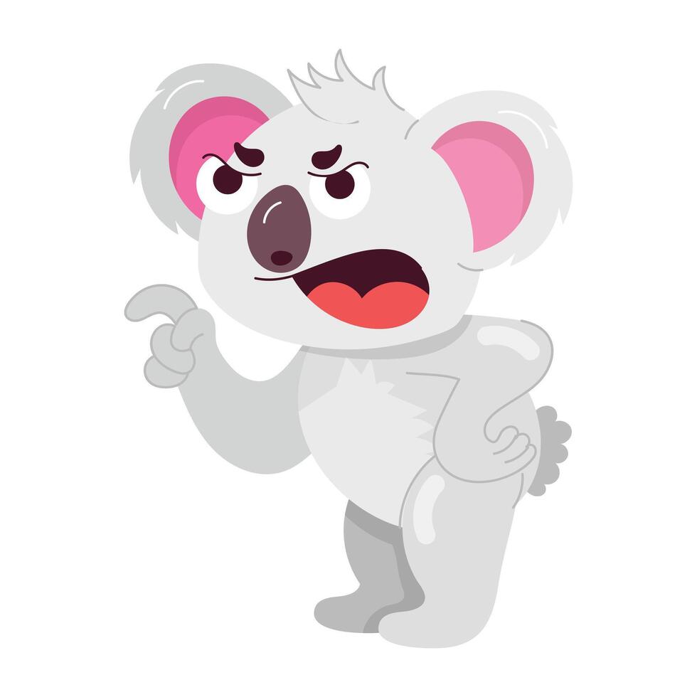 Comic style sticker of mad koala vector