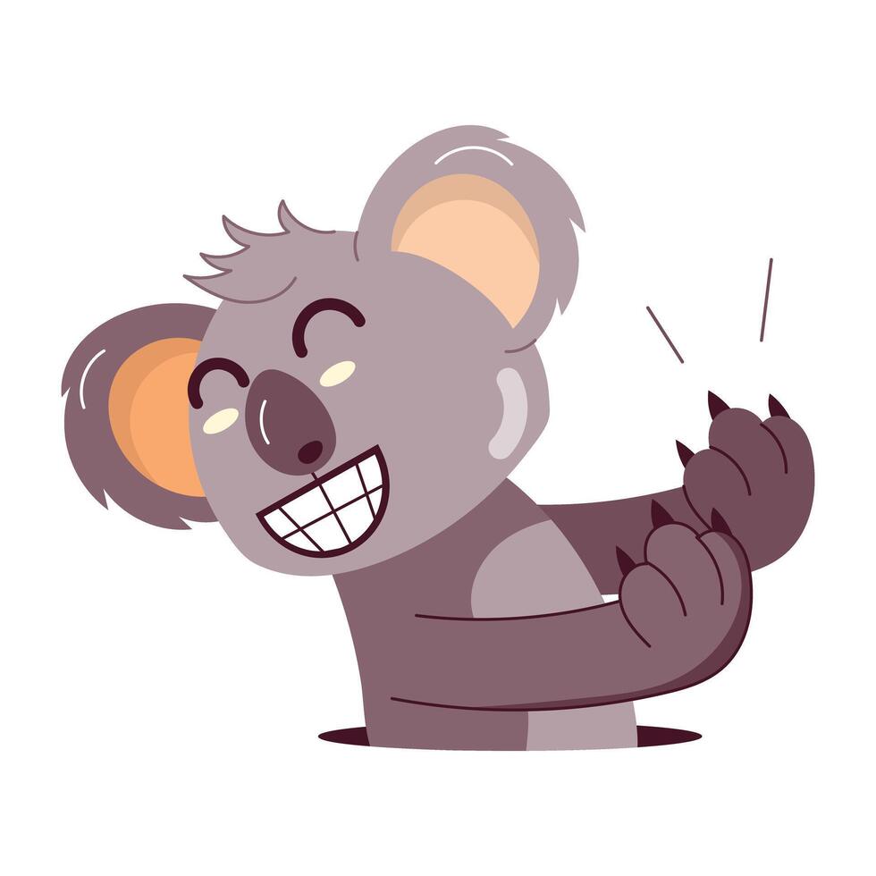 Koala animal with happy expressions, flat sticker vector