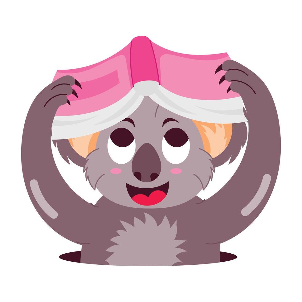 A flat sticker of koala reading book vector