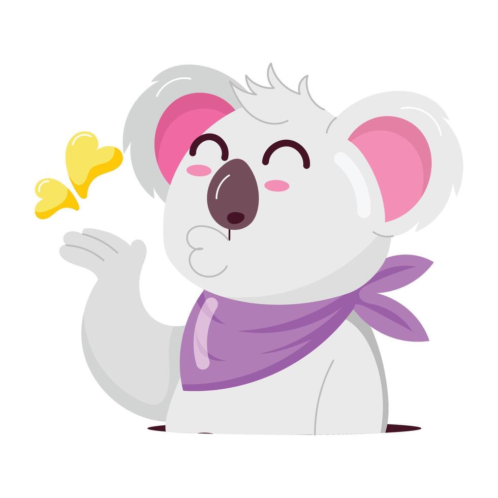Comic style sticker of koala kissing vector