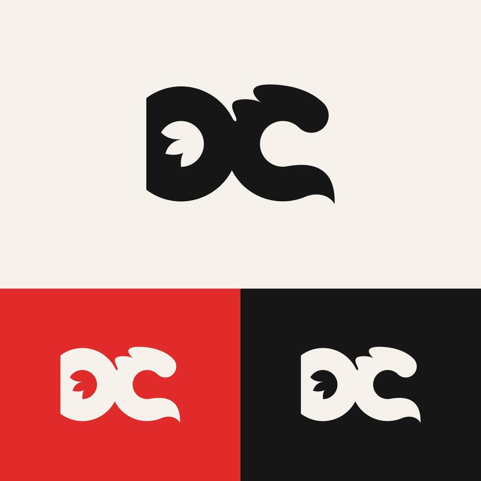 Combination logo between the letters DC and Chicken for livestock and restaurant businesses vector