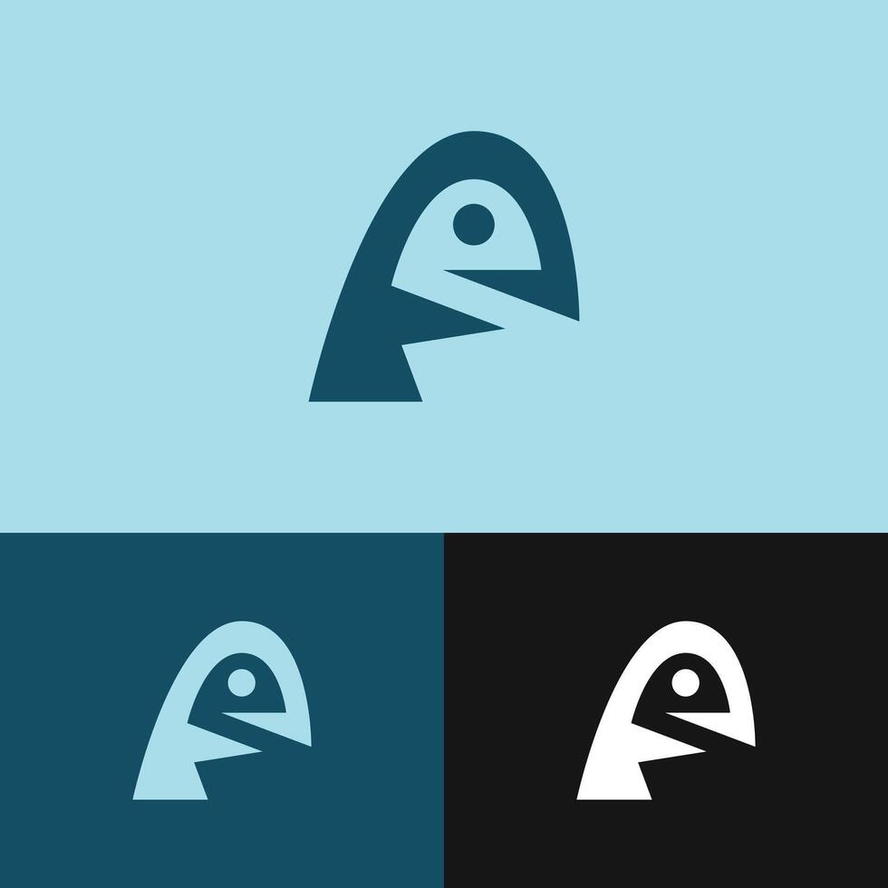 The logo combines the fish symbol with the modern letter P, creating a unique and attractive brand identity for the fishing industry and seafood restaurant business vector