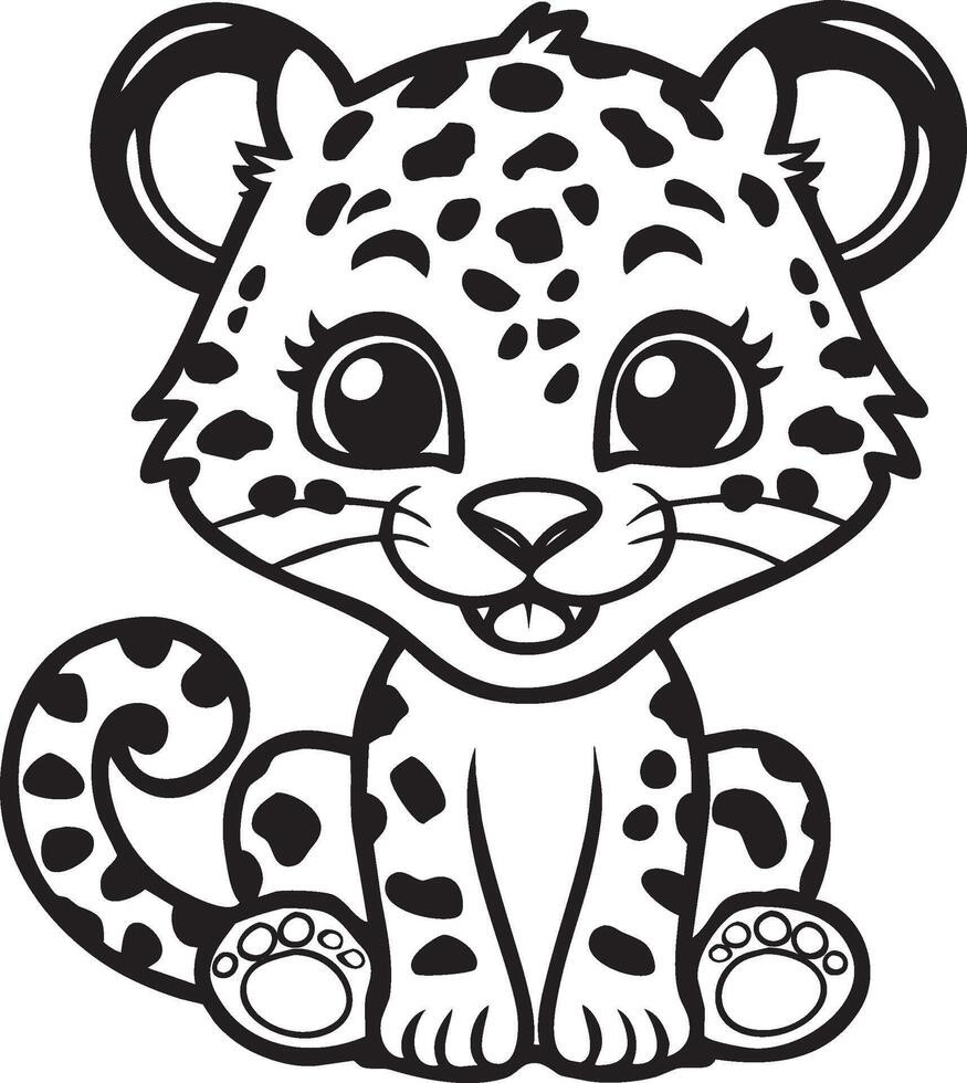 Cartoon leopard - coloring page vector
