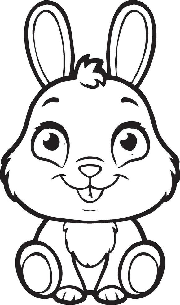 Cartoon rabbit - coloring page vector