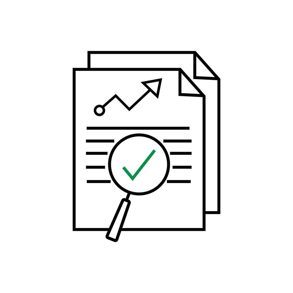 Review audit, overview risk icon, verification business, symbol for web and mobile phone on white background. Editable stroke. vector