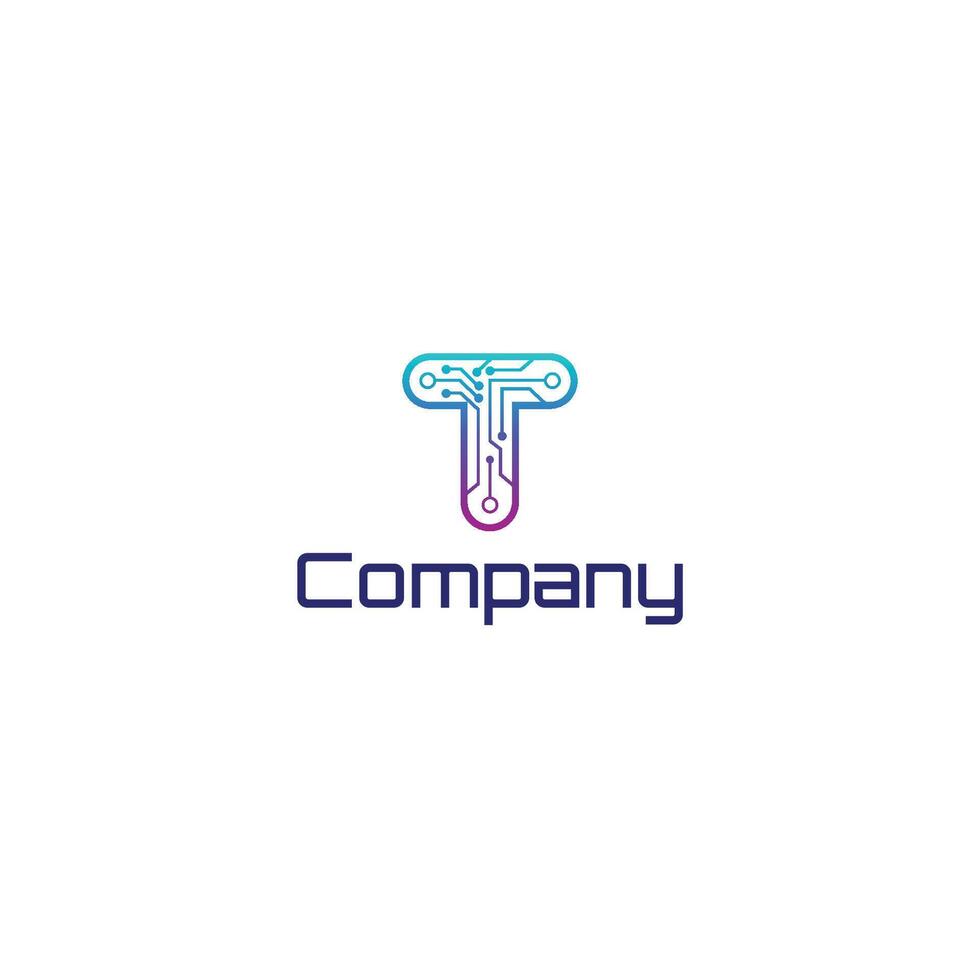Letter T Technology Logo Design Template vector
