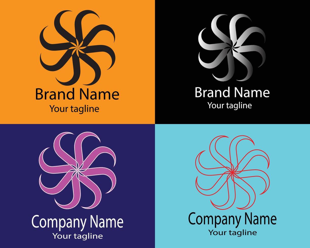 Simple Abstract Business Logo - Four Different Different Shapes of Same Shape Cool Designs and Illustrations for Company-Institution-Organization-Association-Foundation etc. vector
