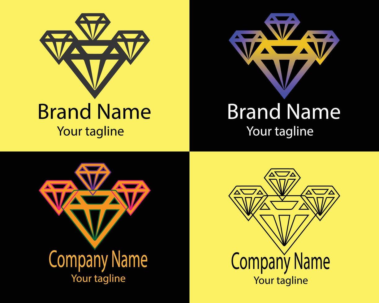 Diamond Shaped Abstract Logos - Four Different Designs and Illustrations of the Same Shape for Business Companies -Institutions-organizations-associations-foundations etc. vector