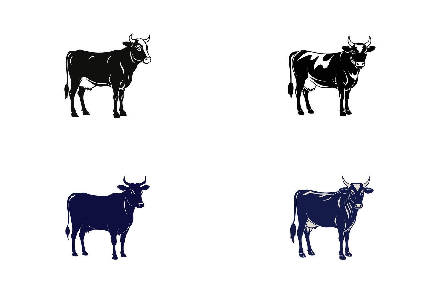 Four cow silhouettes on a white background vector