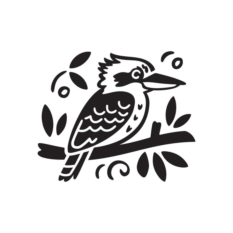 A black and white logo of a bird sitting on a branch vector