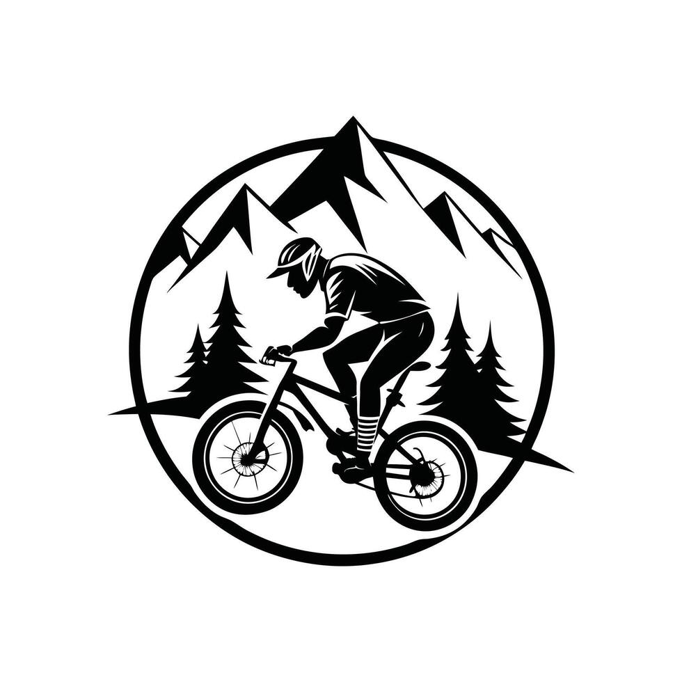 Mountain biker logo design vector