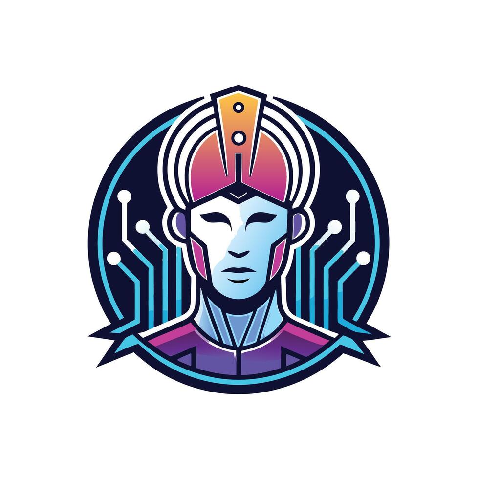 A robot head with a circuit board on it vector