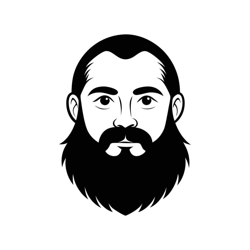 A black and white illustration of a bearded man vector