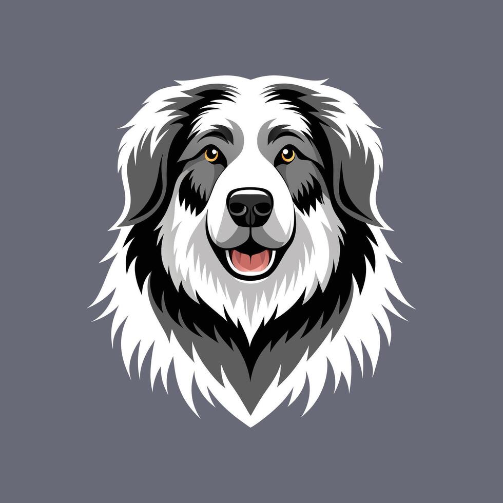 A dog head with a long white beard vector