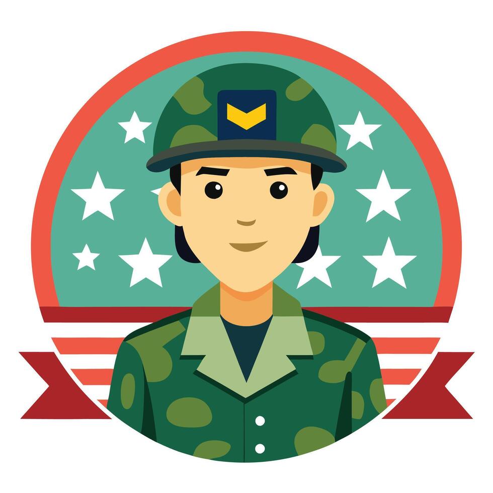 A cartoon soldier in uniform with stars and stripes vector