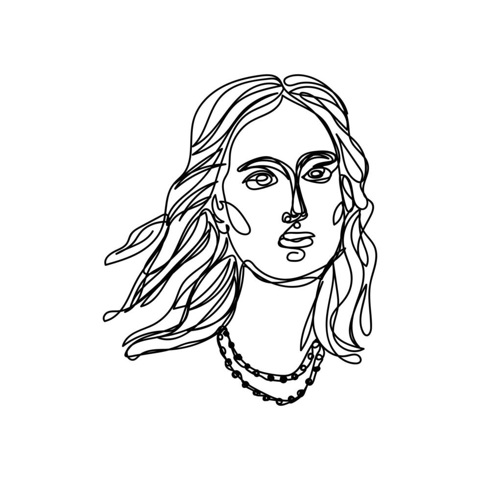 A line drawing of a woman's face vector