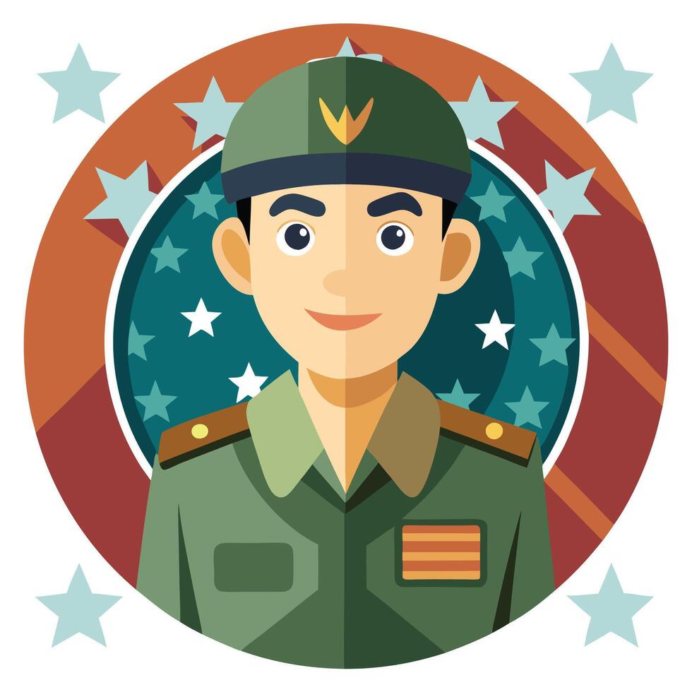 A soldier in uniform with stars on his face vector