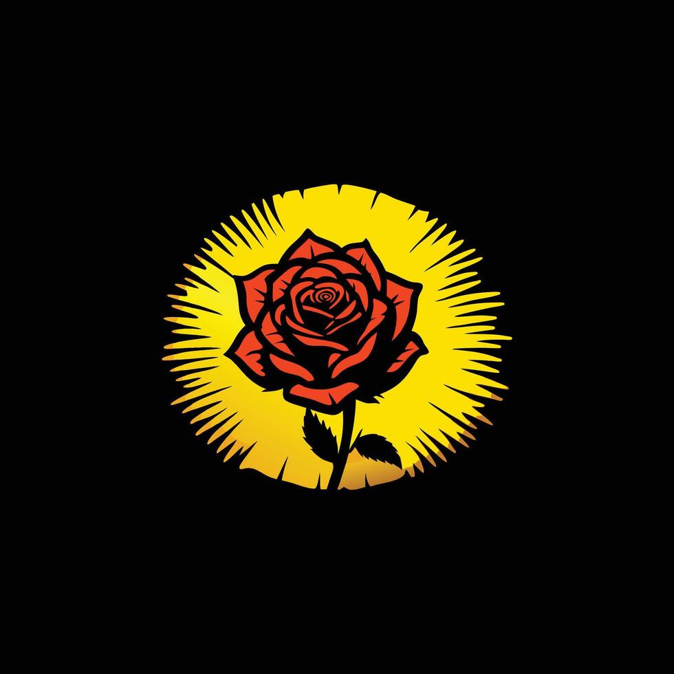 A rose is shown in the center of a black background vector