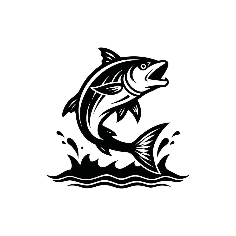 A black and white fish logo vector