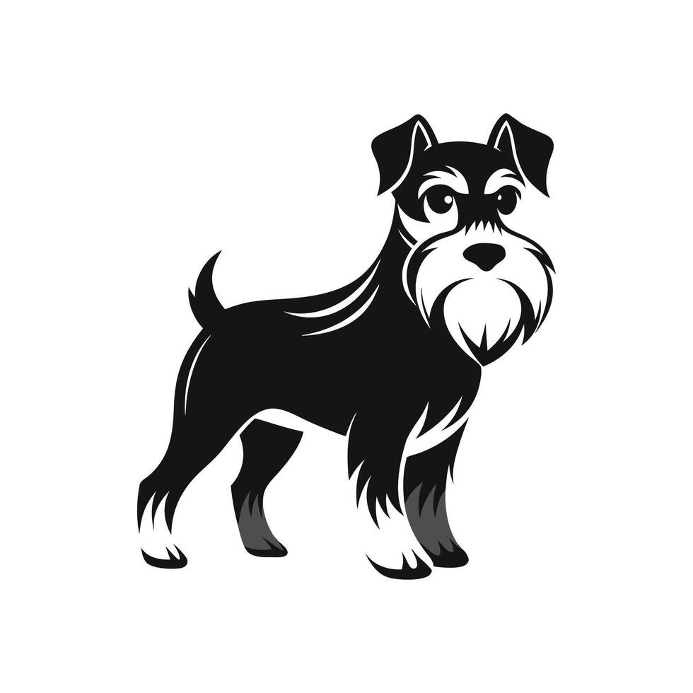 A black and white schnauzer dog logo vector