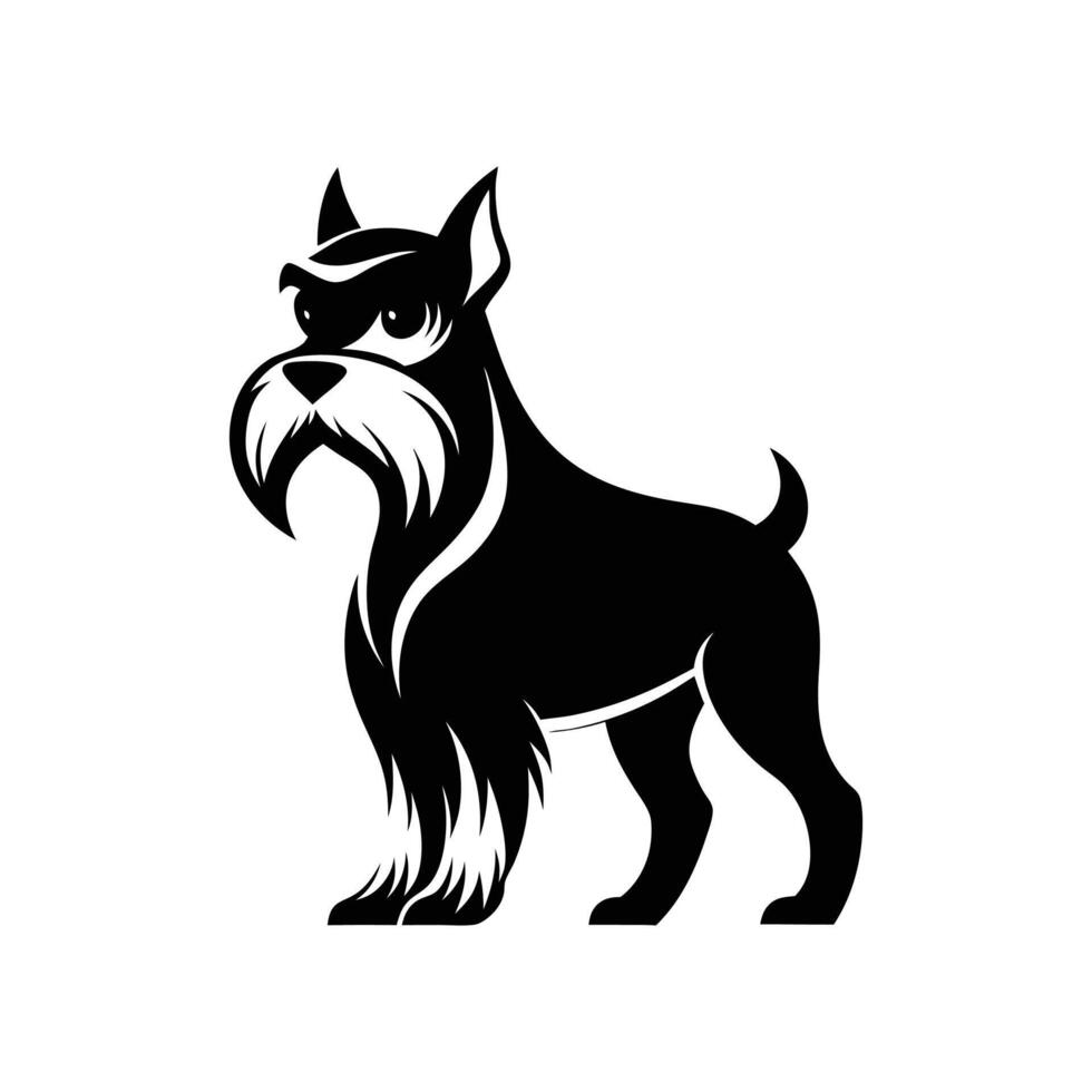 A black and white illustration of a dog vector