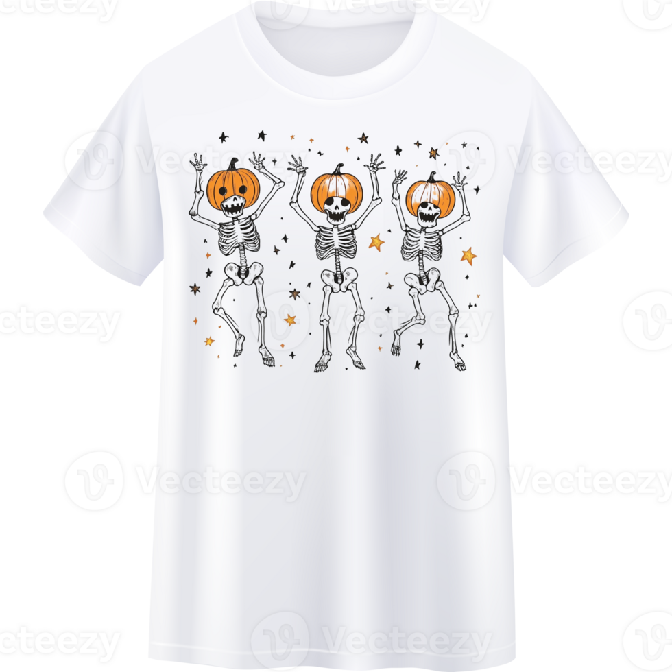Three skeletons dancing in a halloween costume t - shirt png
