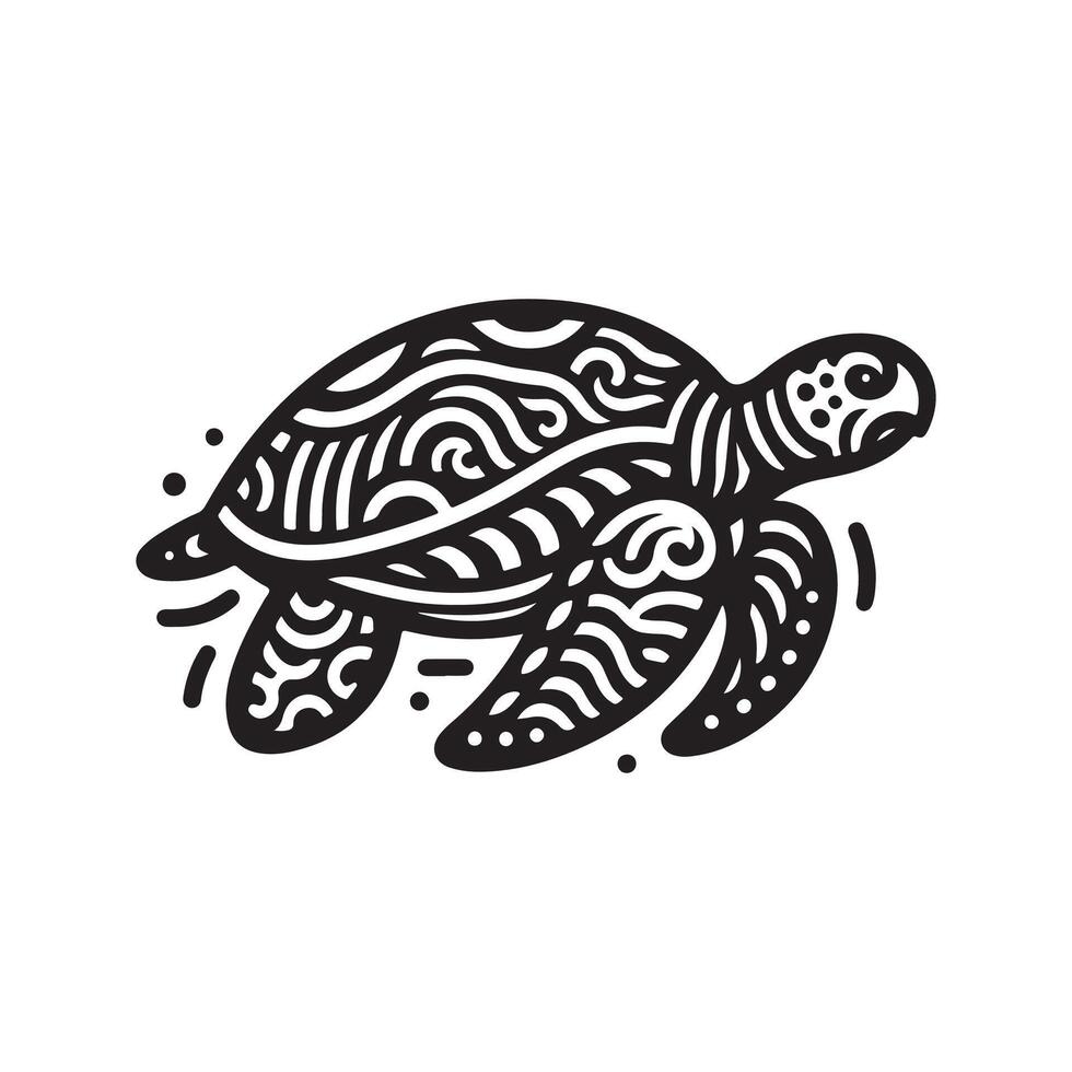 A turtle with a pattern on its back vector