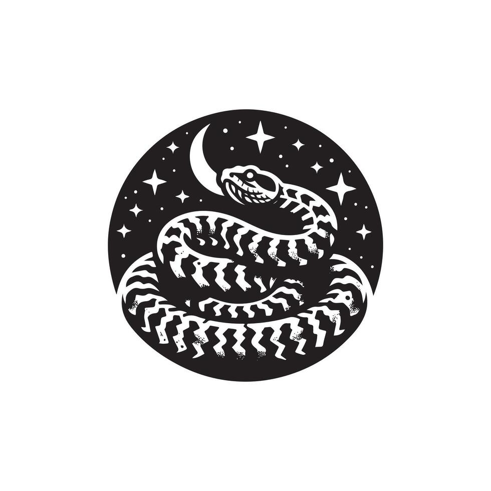 A black and white snake with stars on it vector