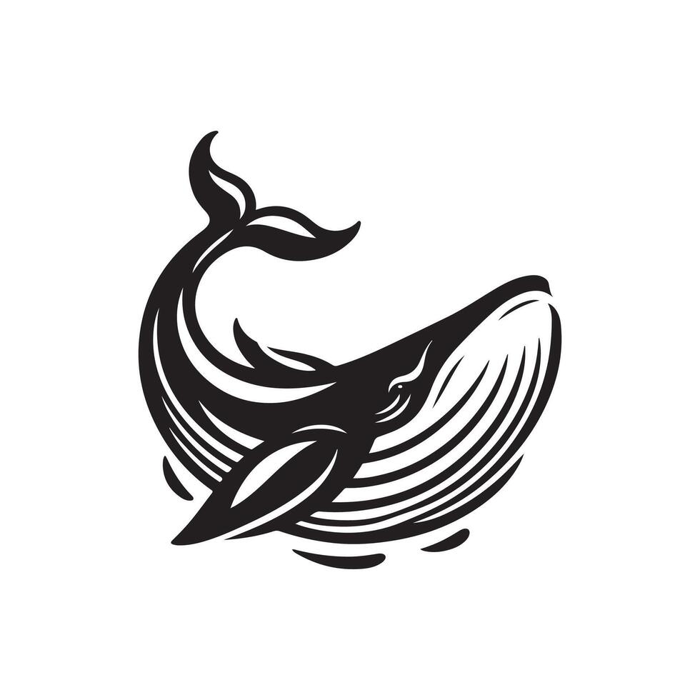 A whale logo with a black and white design vector