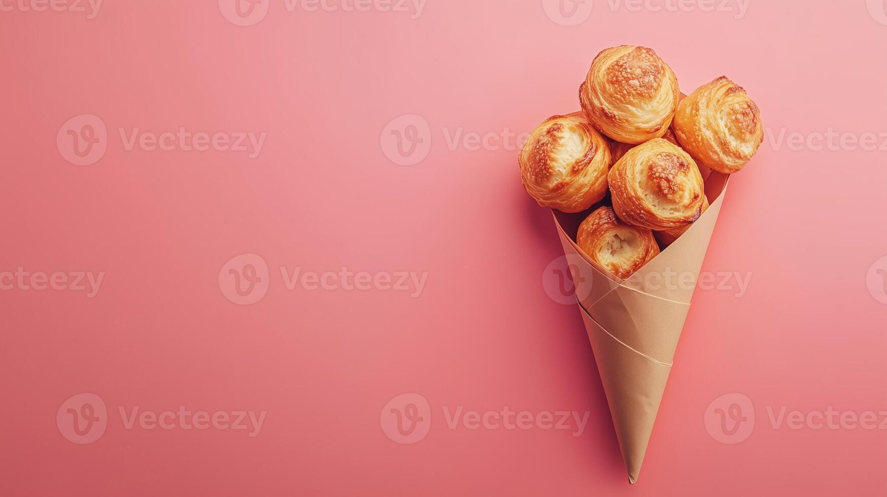 Sourdough wrapped on brown paper cone wrapped copy space background photo