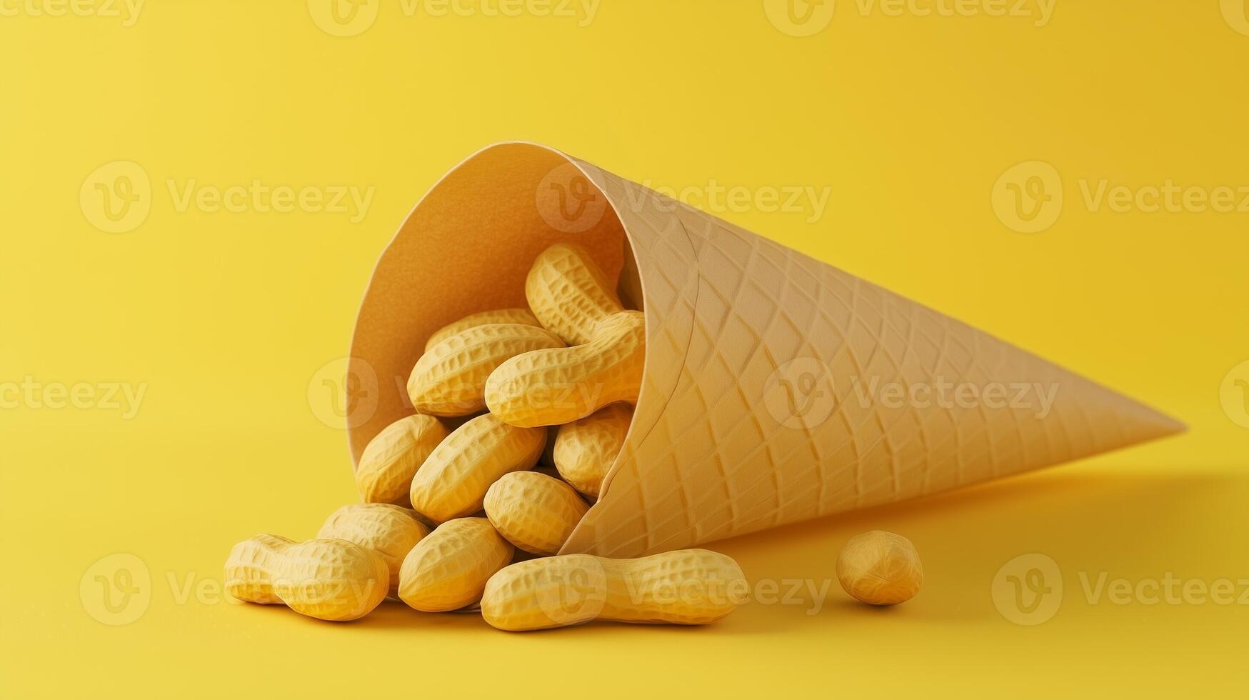 Peanuts closeup healthy protein for snack or flour organic ingredient on cone wrapped container photo