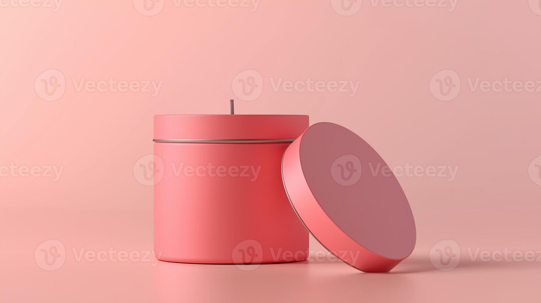 Tin candle minimalist mockup cylindrical container orange matte and shadow light wall photo