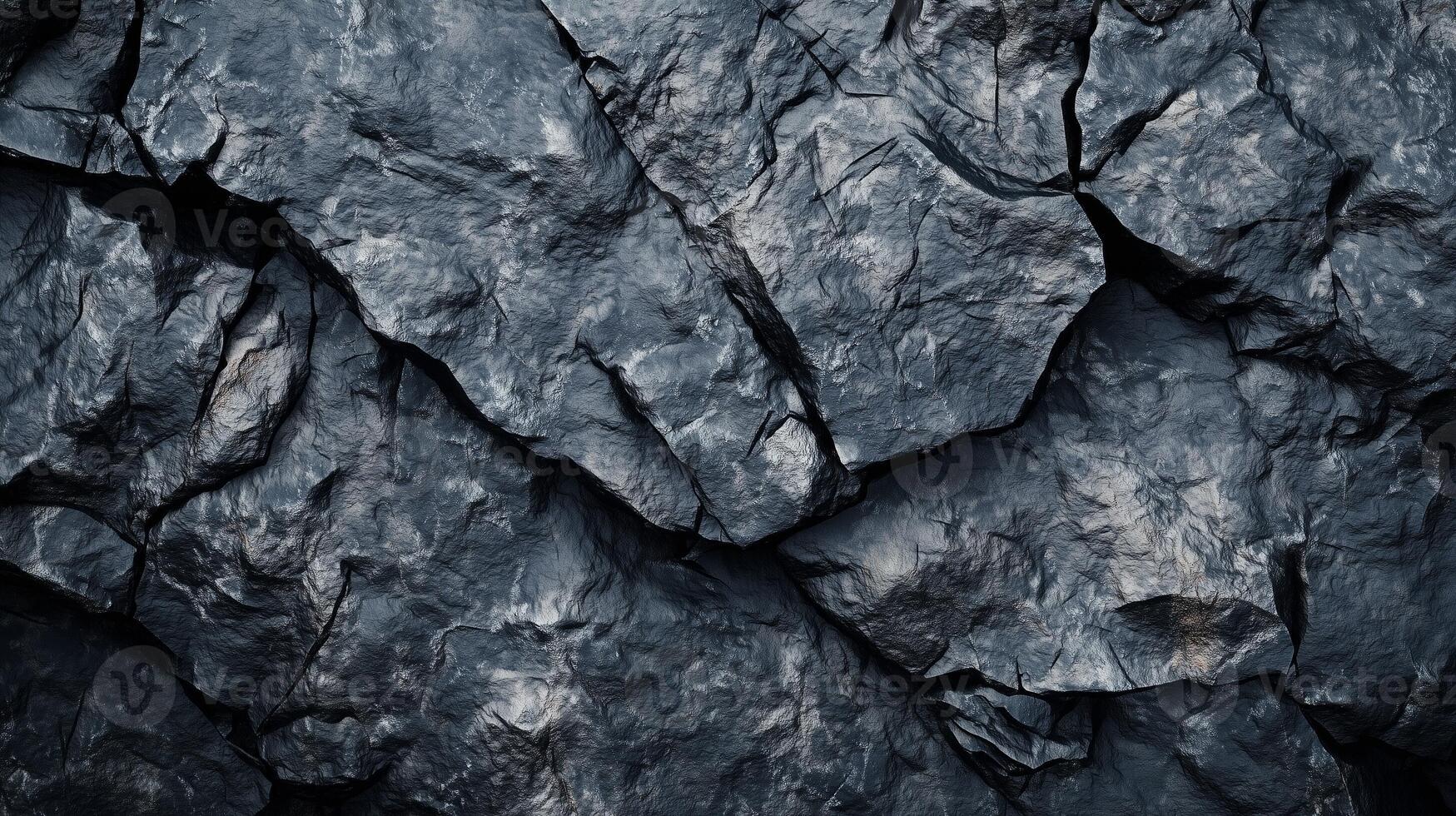 Black rock texture surface closeup with crack abstract scratch rustic pattern photo
