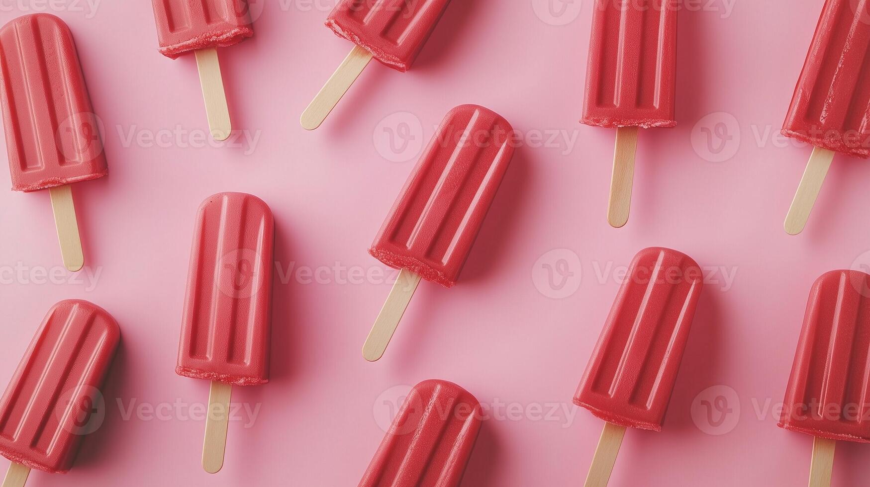 Fresh fruity strawberry ice cream popsicle frozen sweet snack healthy food homemade on summer photo