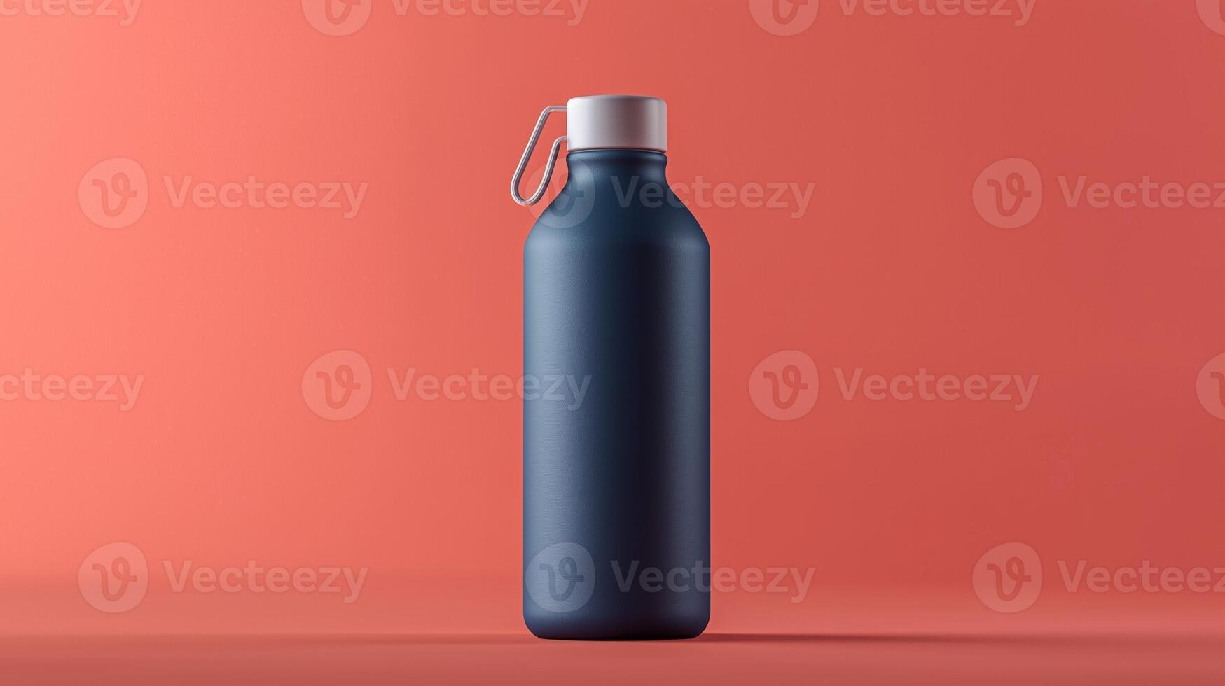 Bottle blue matte blank tumbler mockup drink liquid container red background photo